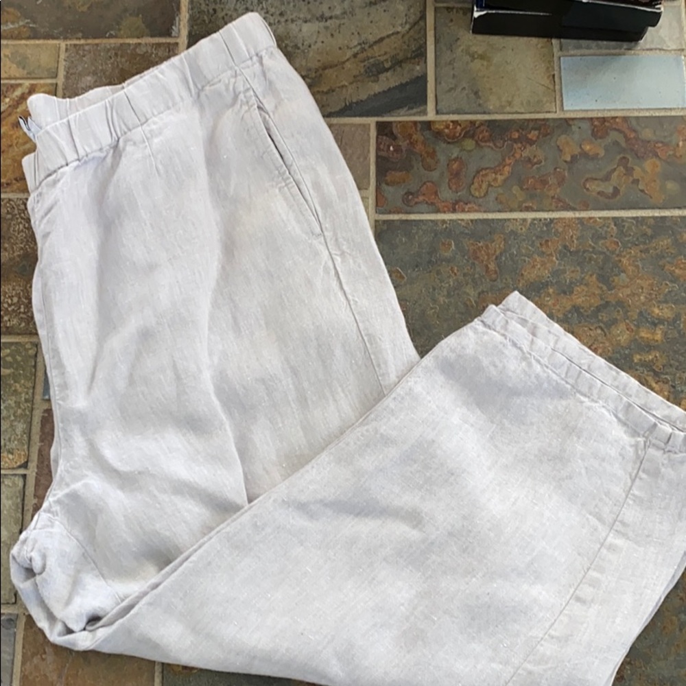 J Jill petite Grey linen pull on crop pants